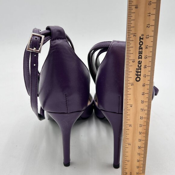 FSJ Purple Pointed Toe D'Orsay T Strap Stiletto Heel Buckle Ankle Straps Pump - Picture 5 of 8